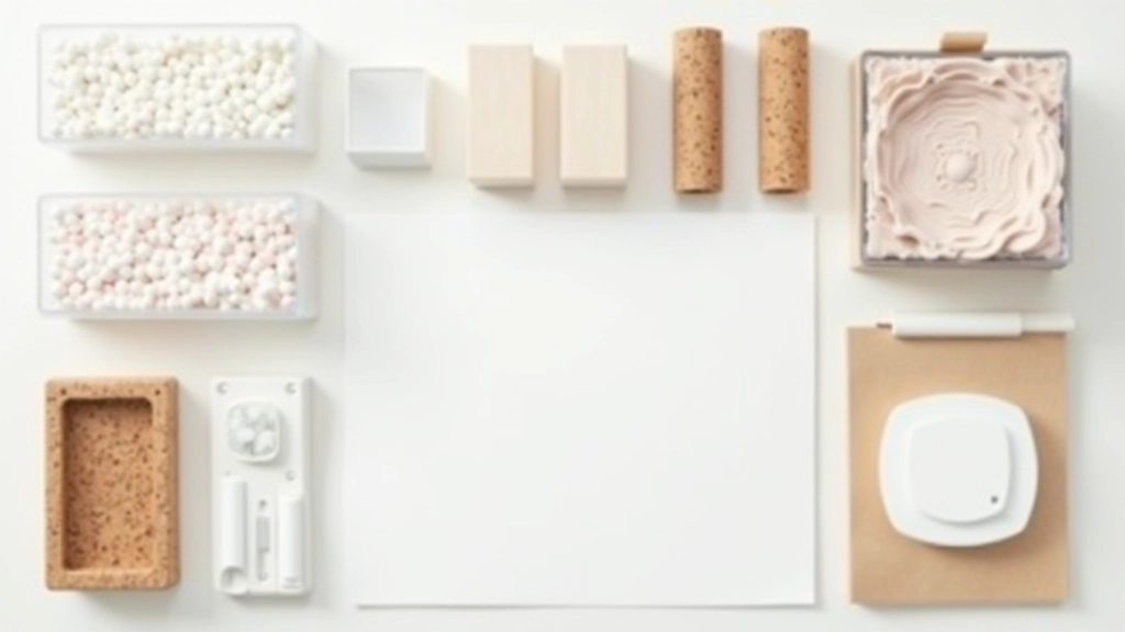 Coleção de ferramentas e recipientes de organização em diferentes materiais: cortiça, vidro, madeira e plástico